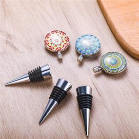 img 1 attached to 🍾 Decorative Wine Bottle Stoppers for Gifts - Set of 3 Pretty Stoppers with Holder: Ideal Reusable Wine Saver for Bar, Holiday, Party, Wedding