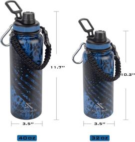 img 2 attached to 🚰 Extremus Deluge: 32 oz Stainless Steel Vacuum Insulated Sports Water Bottle with Travel Lid for 100% Leak-Proof Hydration, Prym1 Blue Flag Design