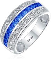 💍 exquisite art deco princess cut cz dome wedding band ring, sterling silver comfort fit, 3 row wide statement design, pink blue clear cz, half eternity channel set, aaa cubic zirconia, 8mm logo