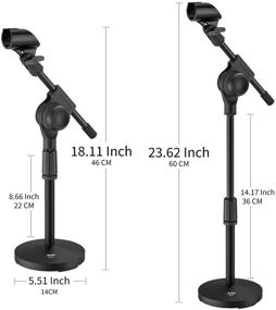 img 1 attached to 🎙️ Moukey MMS-5: Настольная микрофонная стойка с регулируемым углом наклона, проскальзывающим зажимом и фиксацией шестеренки - идеально подходит для коротких столовых настроек микрофона + в комплекте 3/8" и 5/8" адаптеры (Максимальная нагрузка: 1.1 фунтов)