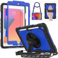 hxcaseac ipad 8th/ 7th generation case: full body protection with 360 rotating stand, hand & shoulder strap - blue logo