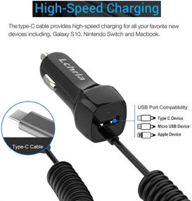 img 3 attached to USB-зарядное устройство для автомобиля LCRHLA с Type C, спиральным кабелем для Samsung Galaxy S8 S9 S10 Plus Note 9 8, LG G7 G6 G5 V40 V30 V20, Google Nexus - переходник для автомобиля, подходящий для Android-смартфонов.