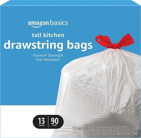 img 1 attached to 🗑️ Amazon Basics Flextra Tall 13 Gallon Kitchen Drawstring Trash Bags - Pack of 90 Count