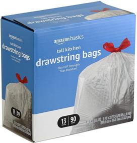 img 2 attached to 🗑️ Amazon Basics Flextra Tall 13 Gallon Kitchen Drawstring Trash Bags - Pack of 90 Count