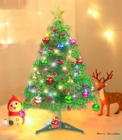 img 2 attached to 🎄 Tabletop Mini Christmas Tree: 20'' Xmas Artificial Small Christmas Tree with Hanging Ornaments for Home Decor