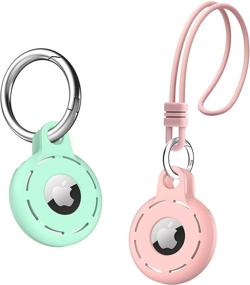 img 4 attached to Migeec Compatible With AirTag Case 2 Pack Soft Silicone Case With Keychain And Wrist Strap Anti-Scratch Shockproof Durable Washable (Pink+Green)