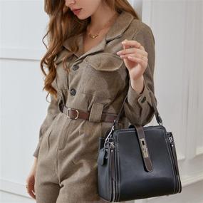 img 3 attached to 👜 Кожаная женская сумка на плечо сумочки с эффектом сатчел и кросс-боди