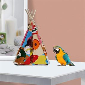 img 2 attached to 🐦 Bird Hanging Hammock Teepee Tent Bed Parrot House Nest Hideout Sack Hut Cage Home for Small Animals: Parrots, Macaw, African Grey, Lovebird, Parakeet, Finch, Canary, Hamster, Rat, Gerbils, Chinchilla, Guinea Pig