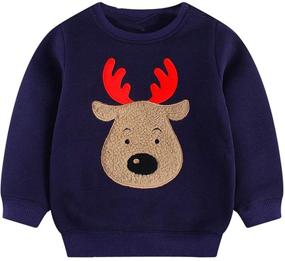 img 4 attached to Sweatshirts Christmas Reindeer Crewneck Pullover Boys' Clothing