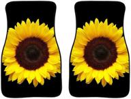 🌻 enhance your vehicle interior with bigcarjob big yellow sunflowers carpet car floor mats - set of 2 black mats, all-weather & dirty proof! logo