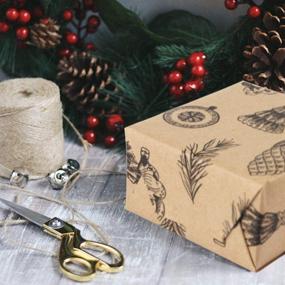 img 3 attached to RUSPEPA Christmas Wrapping Paper - Brown Kraft Paper with Black Christmas Print - 4 Rolls, 30 Inches X 10 Feet Each