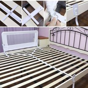 img 1 attached to 🛏️ 43-Inch Fold-Down Toddlers Bed Rail Guard with NBR Foam, 1Pcs Seat Belt - Convertible Crib Bed Guard for Twin, Double, Full Size Queen & King Mattress (White)