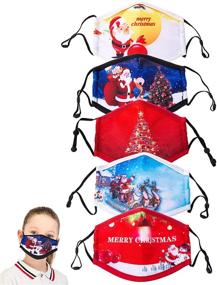 img 4 attached to 🎄 Festive Floral Cotton Face Mask: Adjustable Ear Loop & Reusable Washable Fashion for Women & Kids - Christmas Theme Cloth Masks