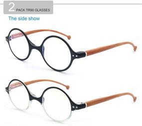 img 3 attached to 👓 Round Blue Light Blocking Reading Glasses for Men and Women - 2 Pack with Bonus Cases