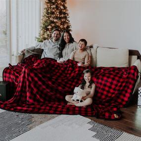 img 4 attached to 🎁 Original Stretch Red Plaid Big Blanket Co, 120x120 inches (10x10 ft), Large Christmas Blanket - Best Gift Idea 2021 for Christmas Movie Watching, Fits Whole Family