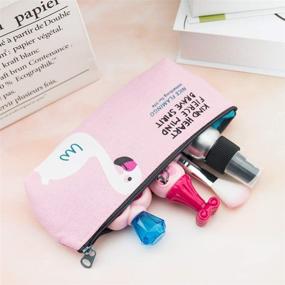 img 2 attached to Birds Canvas Pencil Case Set: 6-Piece Makeup Bag & Cosmetic Organizer by SUBANG