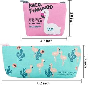 img 3 attached to Birds Canvas Pencil Case Set: 6-Piece Makeup Bag & Cosmetic Organizer by SUBANG