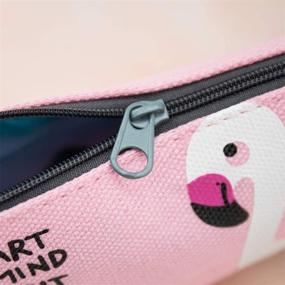 img 1 attached to Birds Canvas Pencil Case Set: 6-Piece Makeup Bag & Cosmetic Organizer by SUBANG