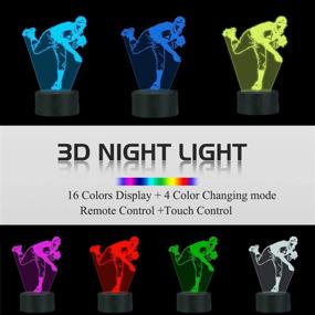 img 3 attached to Baseball Player 3D Night Light: Perfect Xmas & Birthday Gift for Kids, Baseball Fans! Remote Control, 16 Colors, Dim & 4 Changing Modes