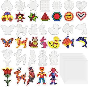 img 4 attached to 🎨 TUPARKA 19 Pcs Fuse Beads Boards: Clear Plastic Pegboards & Colorful Cards Template Set for Kids Craft