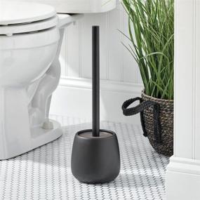 img 3 attached to 🚽 mDesign Black Compact Toilet Bowl Brush and Holder - Sturdy, Deep Cleaning for Bathroom Storage