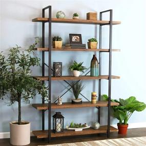 img 3 attached to Sunnydaze 5 Tier Bookshelf Industrial Freestanding