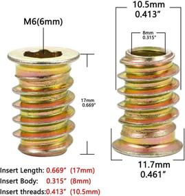 img 3 attached to PGMJ 80 Pieces M6 Wood Inserts Bolt Furniture Screw In Nut Threaded Fastener Connector Hex Socket Drive For Wood Furniture Assortment (M6X17Mm)