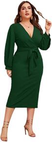 img 1 attached to Verdusa Womens Surplice Bishop Bodycon: Trendy Women's Clothing & Suiting Blazers