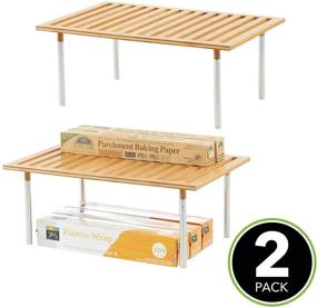 img 3 attached to 📦 mDesign Bamboo Storage Shelf - Kitchen & Food Organizer for Cabinets, Pantry, Countertops - Stackable and Natural Wood - 2 Pack