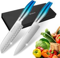 🔪 kitchen chef knife set - 8 inch chef knife and 7 inch santoku knife - ultra sharp stainless steel knives with ergonomic handle - 2 piece cutting knife set for kitchen логотип