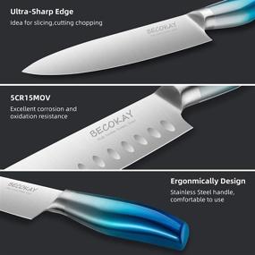 img 3 attached to 🔪 Kitchen Chef Knife Set - 8 Inch Chef Knife and 7 Inch Santoku Knife - Ultra Sharp Stainless Steel Knives with Ergonomic Handle - 2 Piece Cutting Knife Set for Kitchen