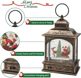 img 2 attached to 🎄 Christmas Snow Globes Lantern with Music and Glitter: Festive Tabletop Decoration and Gift