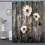 🚿 miffrank rustic shower curtain set: grey floral fabric bath curtain with 12 hooks - american country farm style, butterfly daisy design - 72×72 inches logo