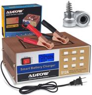 🔋 adpow automotive smart battery charger: 12v 24v 12a, automatic car battery maintainer with intelligent pulse repair - ideal for boat, marine, truck, lawn mower, deep cycle battery & terminal clean brush logo
