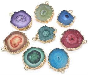 img 4 attached to 💎 Colorful Irregular Agate Stone Pendants Set - 5PCS Charms for Jewelry Making