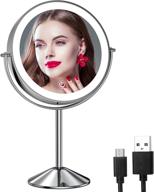 💄 gospire 8 inch lighted makeup mirror - 1x/10x magnifying led makeup mirror with 3 color dimmable lighting modes, rechargeable & cordless, touch control vanity mirror, 360° rotation - chrome finish логотип