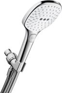 🚿 hansgrohe raindance select e easy install 5-inch handheld shower head: modern 3 spray rainair, rain, whirl air infusion with airpower. quickclean with hose in white/chrome, 2 gpm logo