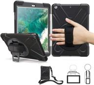 📱 tsq ipad 5th 6th generation cases with screen protector 9.7 inch - heavy duty rugged protective case, stand/strap - black - ipad 6th/5th gen case 2018 2017 - compatible with a1822/a1823/a1893/a1954 logo