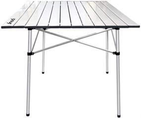 img 4 attached to IPOUF Camping Table: Lightweight Aluminum Roll Up Top Compact Table for Outdoor Picnic - Black Chain with Carry Bag