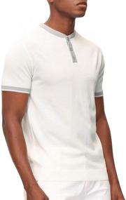 img 3 attached to Contrast Short Sleeve Shirt Henley Men's Clothing and Shirts