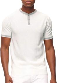 img 4 attached to Contrast Short Sleeve Shirt Henley Men's Clothing and Shirts
