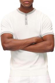 img 1 attached to Contrast Short Sleeve Shirt Henley Men's Clothing and Shirts