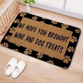 img 3 attached to 🏠 Home Decor Welcome Door Mats (18 x 30 inch) - Funny Anti-Slip Rubber Back Kitchen Rugs, Personalized Doormat for Entrance Way - We Hope You Brought Wine and Dog Treats