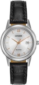 img 4 attached to Элегантные женские наручные часы Citizen Eco-Drive Corso кварцевые: нержавеющая сталь с кожаным ремешком, классический черный дизайн (модель FE1086-04A)