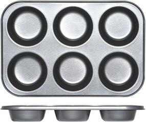 img 2 attached to 🥧 Uncle Jack 3-Pack Jumbo Muffin Pan - Non-Stick 6-Cup Large Muffin Pan, Texas Muffin Tin, Carbon Steel Cupcake Pan - Easy Release and Clean Up