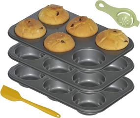 img 4 attached to 🥧 Uncle Jack 3-Pack Jumbo Muffin Pan - Non-Stick 6-Cup Large Muffin Pan, Texas Muffin Tin, Carbon Steel Cupcake Pan - Easy Release and Clean Up