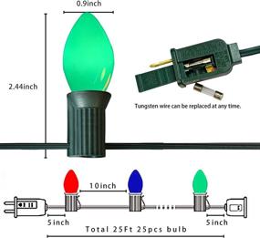 img 2 attached to 🎄 Vintage C7 Christmas Lights, 25FT String with 25 Bulbs, Outdoor Colorful Christmas Lights with Clips - Ideal for Terrace, Garden, Courtyard, Roof, Christmas Tree Holiday Decoration