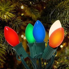 img 4 attached to 🎄 Vintage C7 Christmas Lights, 25FT String with 25 Bulbs, Outdoor Colorful Christmas Lights with Clips - Ideal for Terrace, Garden, Courtyard, Roof, Christmas Tree Holiday Decoration