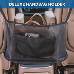 img 1 attached to 🚗 XimBro Car Net Pocket Handbag Holder - Universal Car Model, Improved Seat Back Net Bag with Upgraded Compatibility for Car Purse Storage & Pocket Seat Organizer (2021 Upgrade)