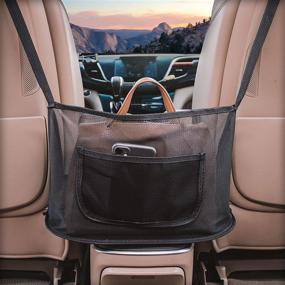 img 3 attached to 🚗 XimBro Car Net Pocket Handbag Holder - Universal Car Model, Improved Seat Back Net Bag with Upgraded Compatibility for Car Purse Storage & Pocket Seat Organizer (2021 Upgrade)